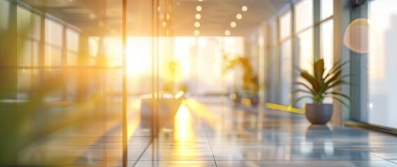 Obraz premium Abstract Office Interior: A Blur of Workspace Dynamics, Evoking the Flow and Intensity of Modern Corporate Life.