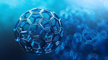 Naklejka premium Protection sphere shield with hexagon pattern on blue background. Glass Dome shield. Glowing bubble shield in the form of a force energy field. Protection and safety concept.