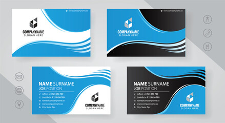 Set of blue Modern Corporate Business Card Design Templates, vector eps 10