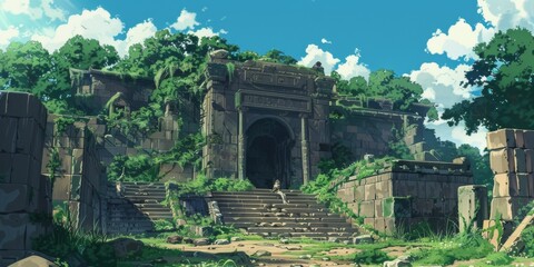 Anime-Styled Ancient Ruins Discovery: A Whimsical Adventure into the Lost History of Civilization
