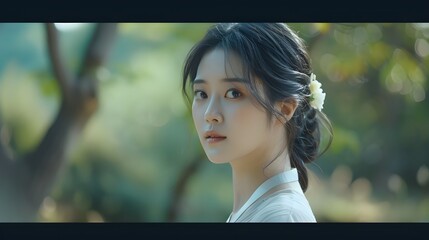 Generative AI: Serene Asian Woman on a Summer Day