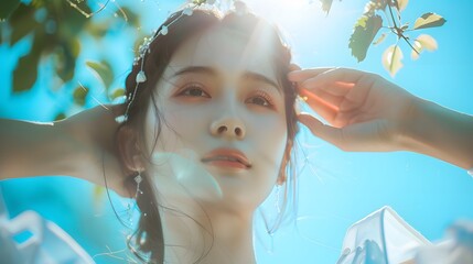 Summer Beauty: Asian Woman by Generative AI