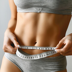 Photo of  woman measuring her waist