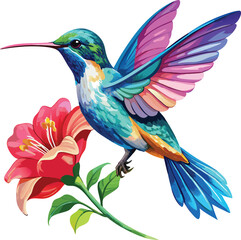 Obraz premium Vibrant watercolor hummingbird clipart brings nature to life. 