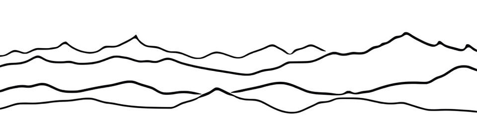 Vector sketch, mountain landscape, imitation of a pencil drawing	