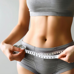 Photo of  woman measuring her waist