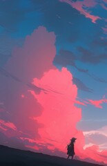 Anime Pink Sky Canvas: A Whimsical Artistic Background for Manga and Comic Art Enthusiasts