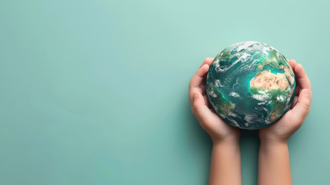 Colorful hand as unity, humanity in differs difference, concept of heal the world, banner for healing the nature and the world