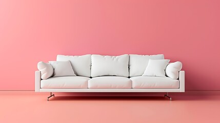 Mock up of white couch on pink background