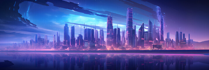 Futuristic Metropolis: A Dusk Cityscape in CG Motion Graphics