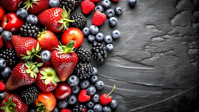 Summer Fruits and Berries: A Monochromatic Celebration of Freshness Generative AI Algorithmically generated