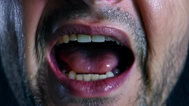 A persons mouth dropping open in shock as they witness the intense force of wind gusts during a thunderstorm.