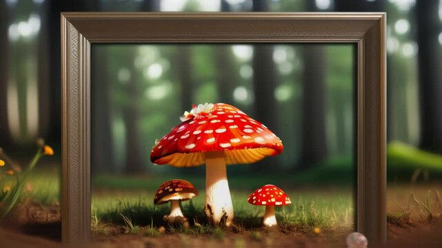 amanita muscaria fly mushroom ,generative ai