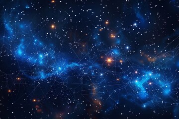 Obraz premium Crypto Constellations: A Stellar Abstraction of Blockchain Nodes and Transactions in the Cosmic Financial Sphere