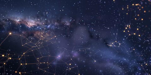 Fototapeta premium Crypto Constellations: A Stellar Abstraction of Blockchain Nodes and Transactions in the Cosmic Financial Sphere