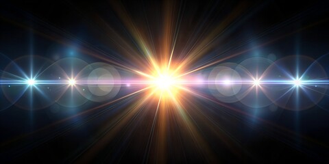 Obraz premium lens flare effects on black background AI Generative