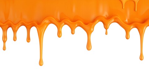 Orange Dripping slime banner isolated white background Creative AI