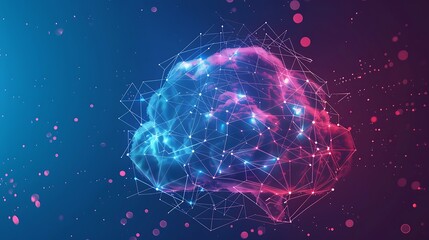 Neon Abstract Brain Network with Futuristic Digital Connections for Innovative development artificial intelligence technology Concept.