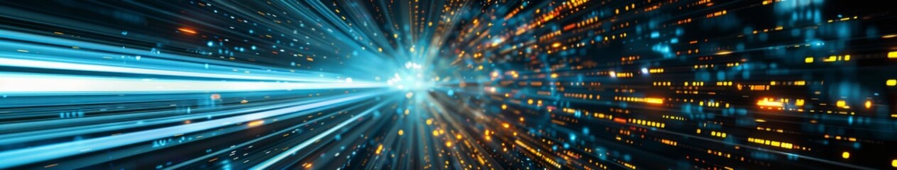 Obraz premium Digital Velocity Nexus: The Abstract Core of Accelerated Data Convergence and Technological Hub
