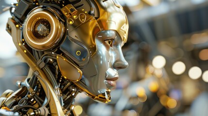 Fototapeta premium woman cyber robotic close up view