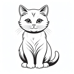 Coloring Page black and white Outline Of cartoon cute cat or. Cute kitten. Animal coloring book for kids