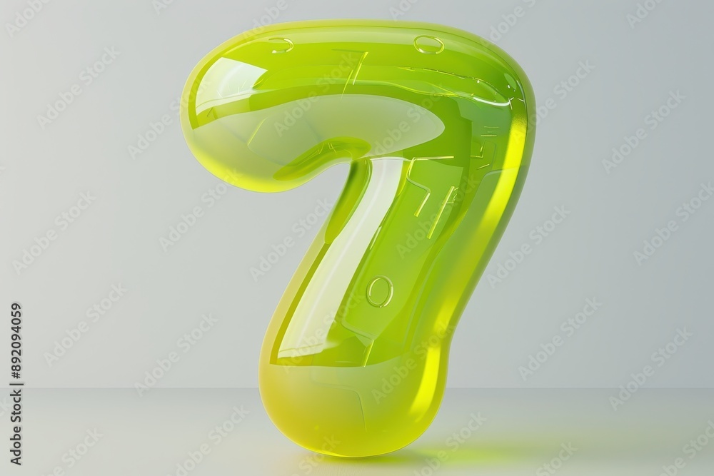 Poster a colorful number 7 with a rainbow drizzle on it