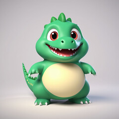 Fototapeta premium cute adorable 3D fat cubby dinosaur character, simple 3D render of dinosaur, isolated in light background