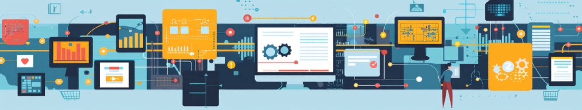 Digital Learning Network: An Interconnected Web of Devices and Screens Displaying Webinar Content for Modern Education