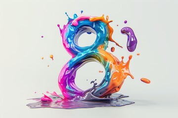 green number 8 with green paint dripping from it