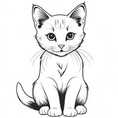 Obraz premium Coloring Page black and white Outline Of cartoon cute cat or. Cute kitten. Animal coloring book for kids