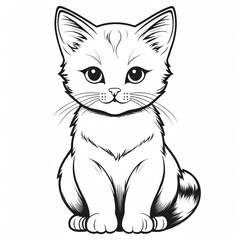 Obraz premium Coloring Page black and white Outline Of cartoon cute cat or. Cute kitten. Animal coloring book for kids