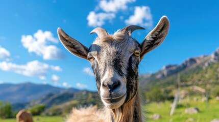 Fototapeta premium Goat animal landscape view