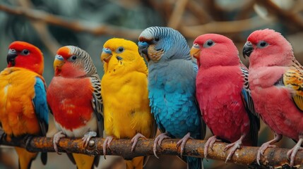 Obraz premium Flock of Vibrant Avian Beauties