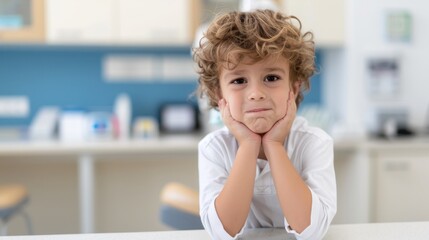 A child with a pained expression.