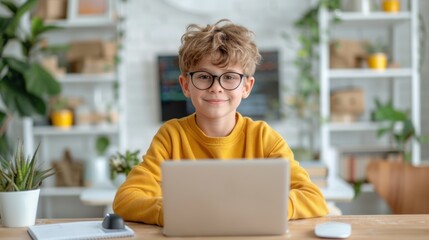 Children use computers to learn online lessons.