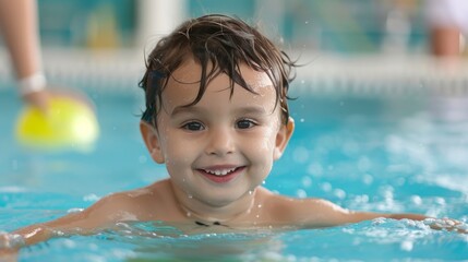 Young children take swimming lessons on holidays.