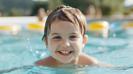 Young children take swimming lessons on holidays.