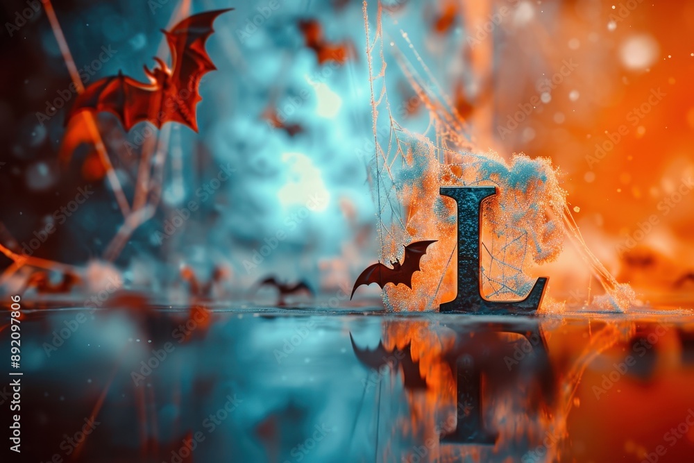Poster the letter l is made of ice and has a web-like design
