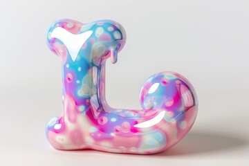 Obraz premium The letter L is made of green slime and has a dripping appearance