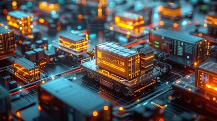 Futuristic Smart Supply Chain Management Using IoT Devices in Advanced Logistics System - 3D Render, Generative Ai