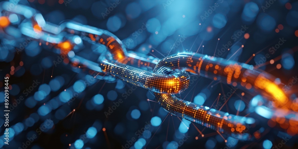 Poster futuristic blockchain-enabled logistics network for secure transactions in advanced supply chain, 3d