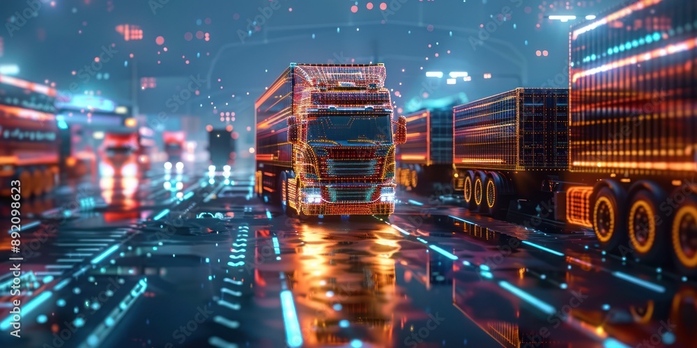 Poster futuristic ai-driven logistics platform for seamless multi-modal transport management - 3d render co