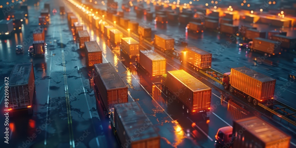 Poster futuristic ai-driven logistics platform for seamless multi-modal transportation management - 3d rend
