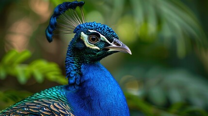 Obraz premium Regal Peacock Displaying Vibrant Feathers