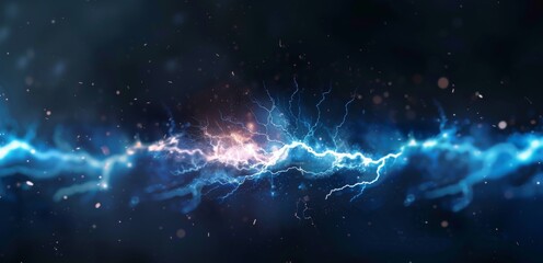 Obraz premium Sizzling Thunderbolts: A Dramatic Display of Lightning Against a Black Canvas