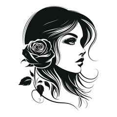 beautiful bride silhouette . Vector drawing on a white background.
