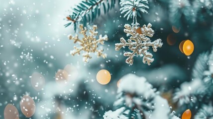 Christmas themed card mockup with tree snowflakes for invitation