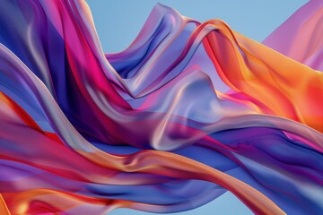 A colorful piece of fabric with a blue stripe