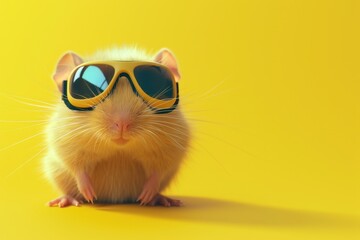 A hamster wearing goggles and a parachute