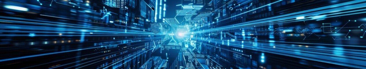 Fototapeta premium Industrial 4.0 Integration: Seamless Digital Interconnection of Mechanical Equipment and Smart Interfaces for Advanced Automation